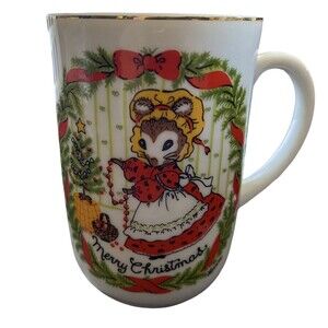Vintage George Good Japan Merry Christmas Mouse Tea Cup Holiday